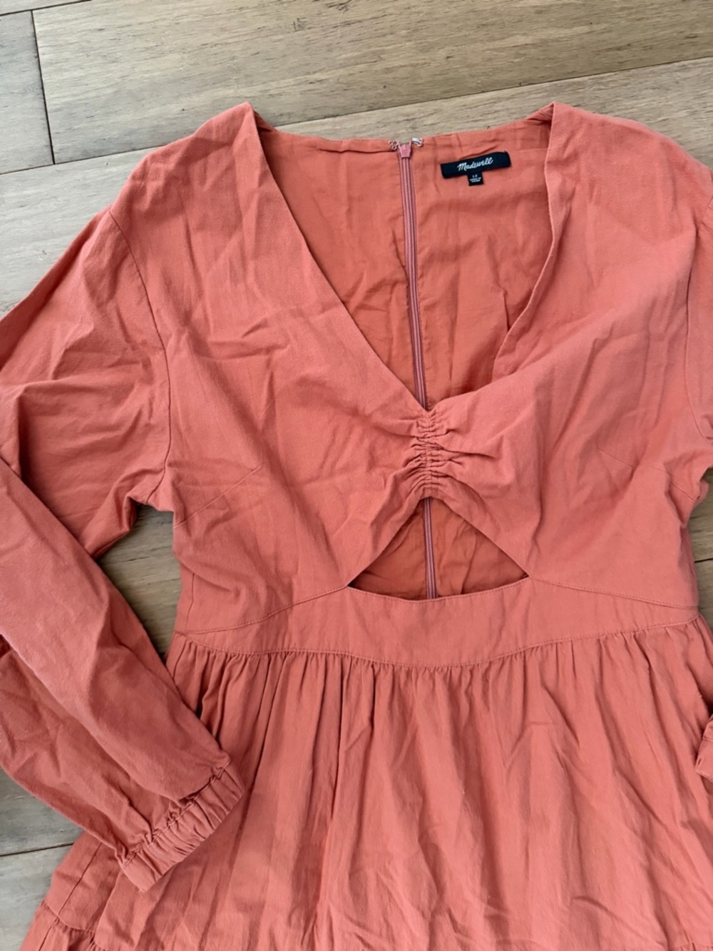 Madewell Crepe Cutout Midi Dress Earthen Red Size 12  Sold Out - Picture 8 of 11